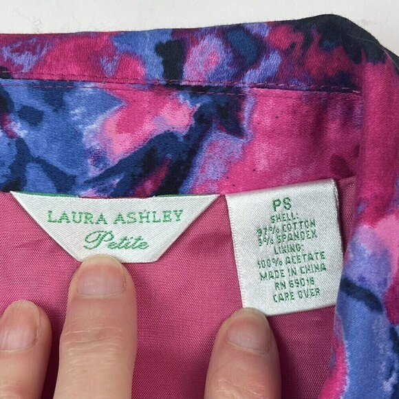 Vintage Laura Ashley Jacket Floral Sequin Button Front Cotton PS Cottagecore - Picture 7 of 13